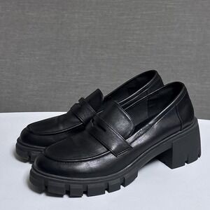 Cusshionaire Loafers 10 M Black Chunky Platform Lug Shoes Memory Retro 90s y2k